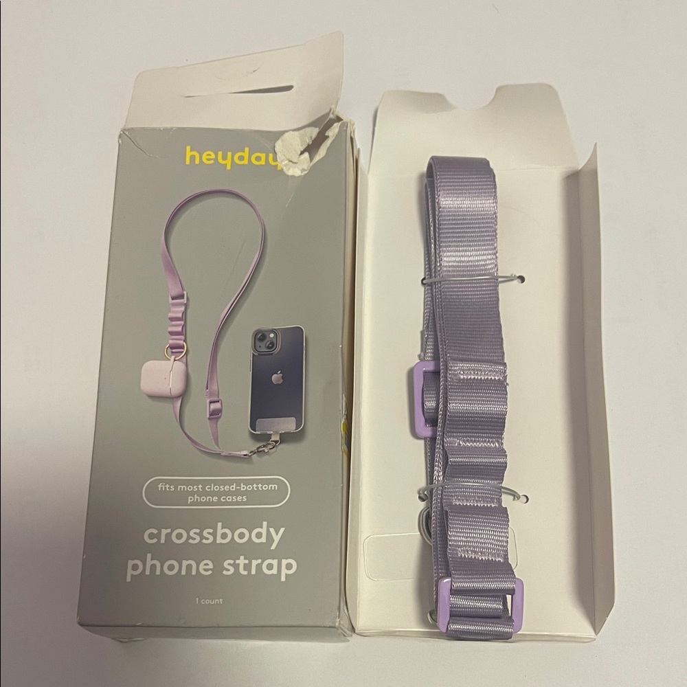 Cross body phone strap in light purple